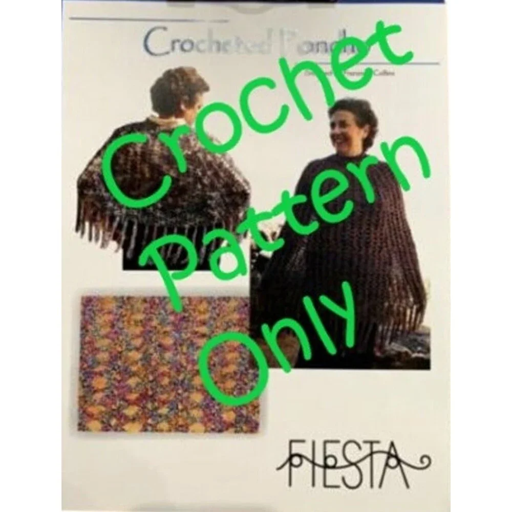 New 2004 Fiesta Yarns Franziska Collins Rayon Boucle Poncho Crochet Pattern